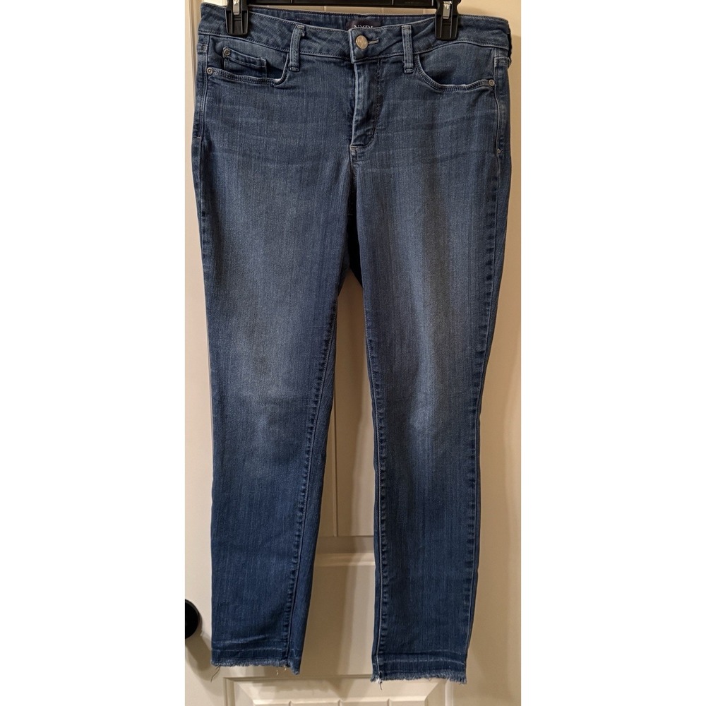 NYDJ Ami Skinny Ankle Jeans Size 10 Lift Tuck Made in USA Raw Hem Stretch Denim